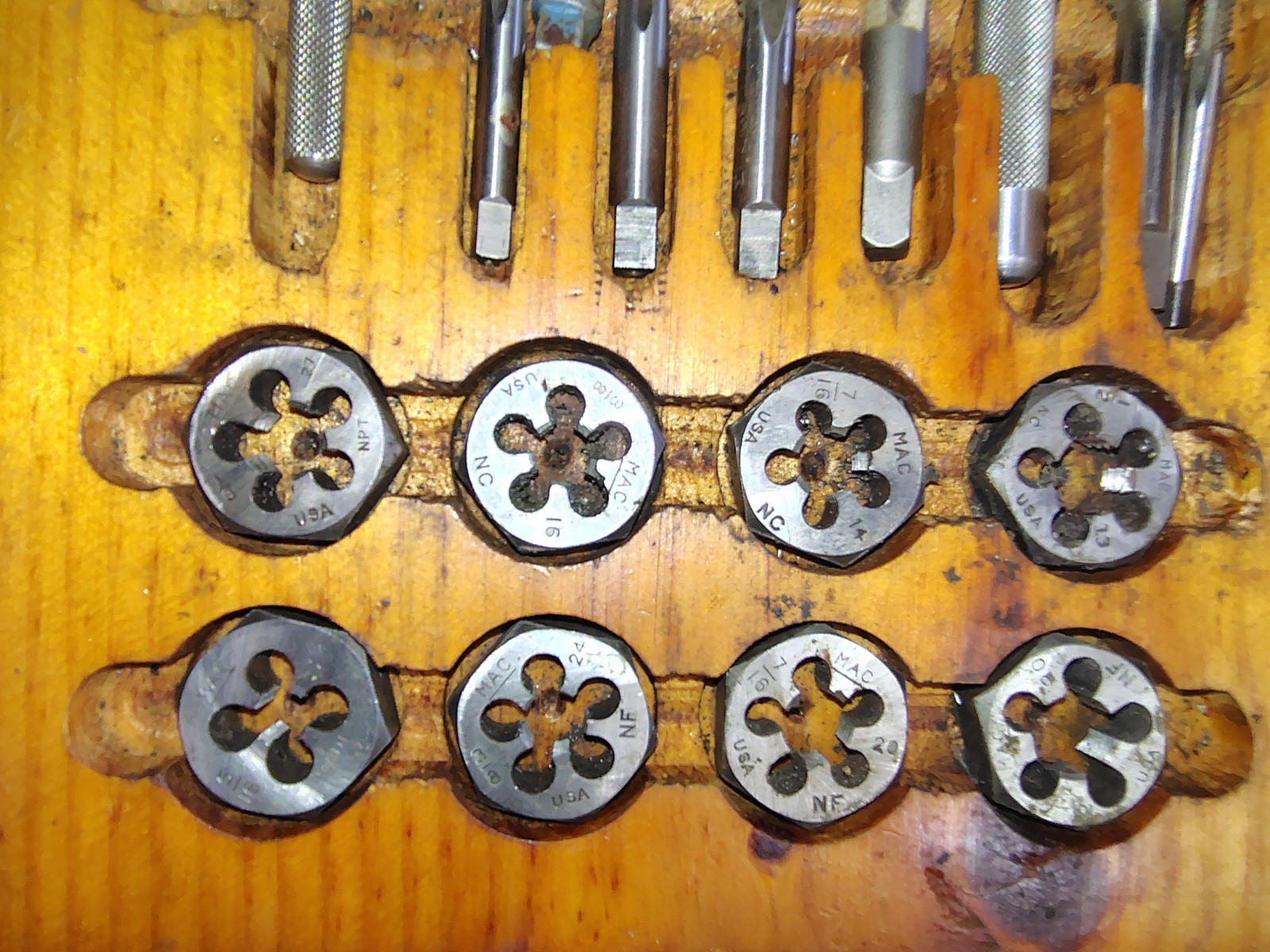 MAC Tools Tap & Die Set Hex Set Vintage Wooden Case Tools