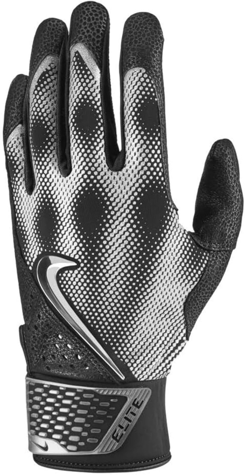 Elite Alpha Batting Gloves by Nike - White/Metallic Silver - Small