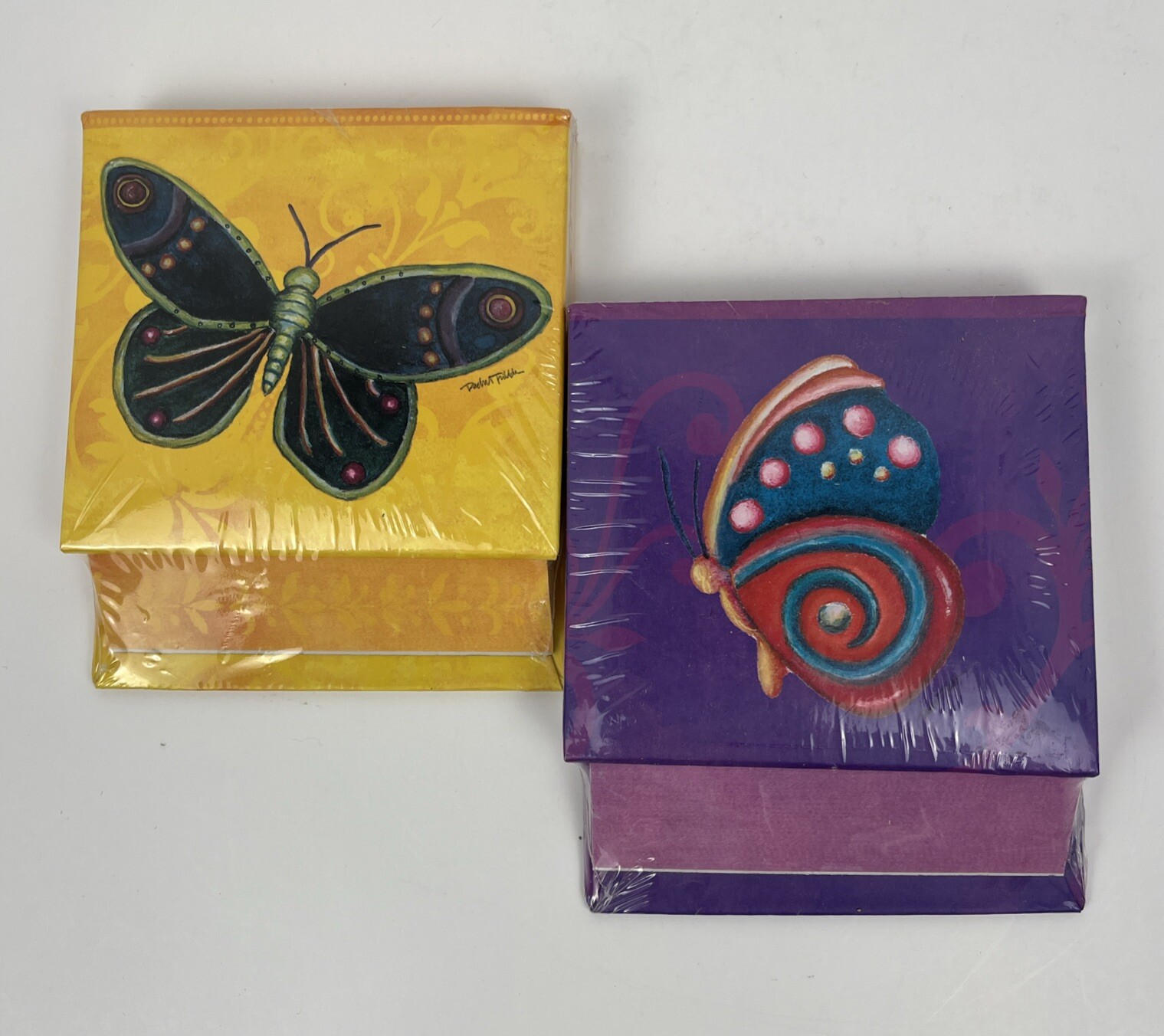 Studio 18 Butterfly Note Pads Purple Yellow 3.5 x 4 Inch Lot Of 2