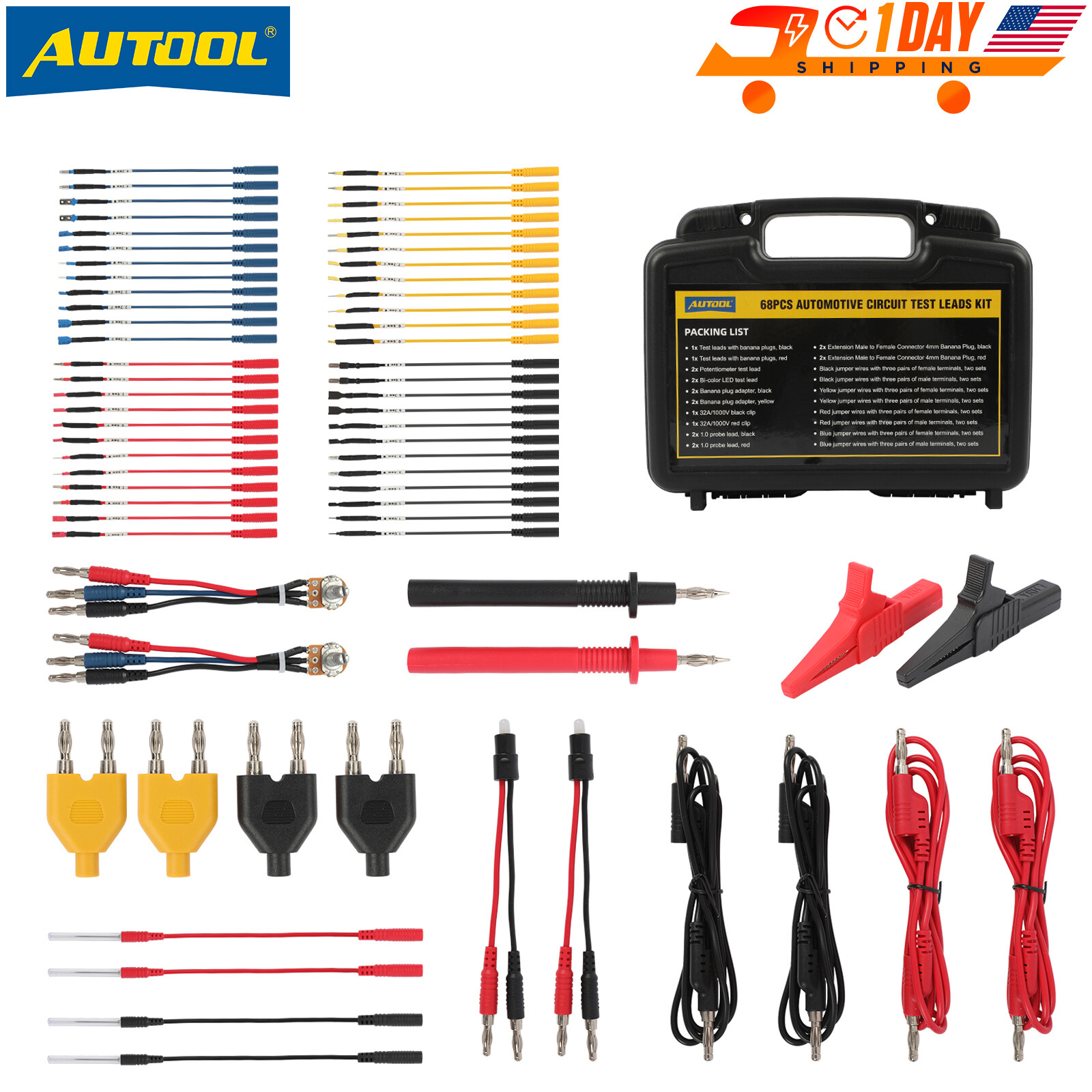 68pc Automotive Multimeter Test Leads Kit Alligator Clip Test Probe Wire Tool US
