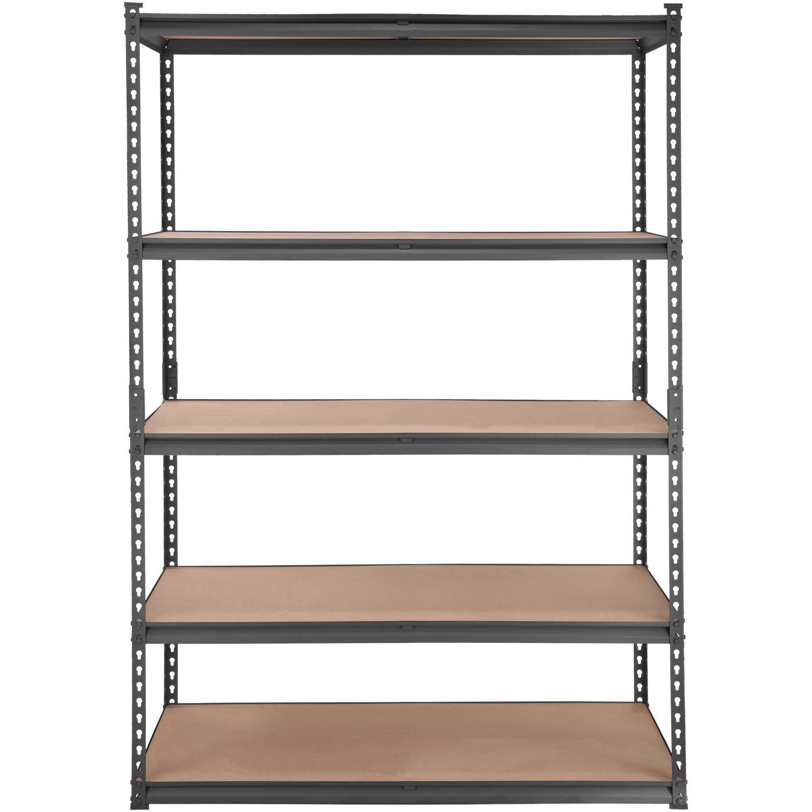 Industrial Steel Shelf 5-Tier 2000lb 72x48x18 Inch Black Heavy Duty Storage