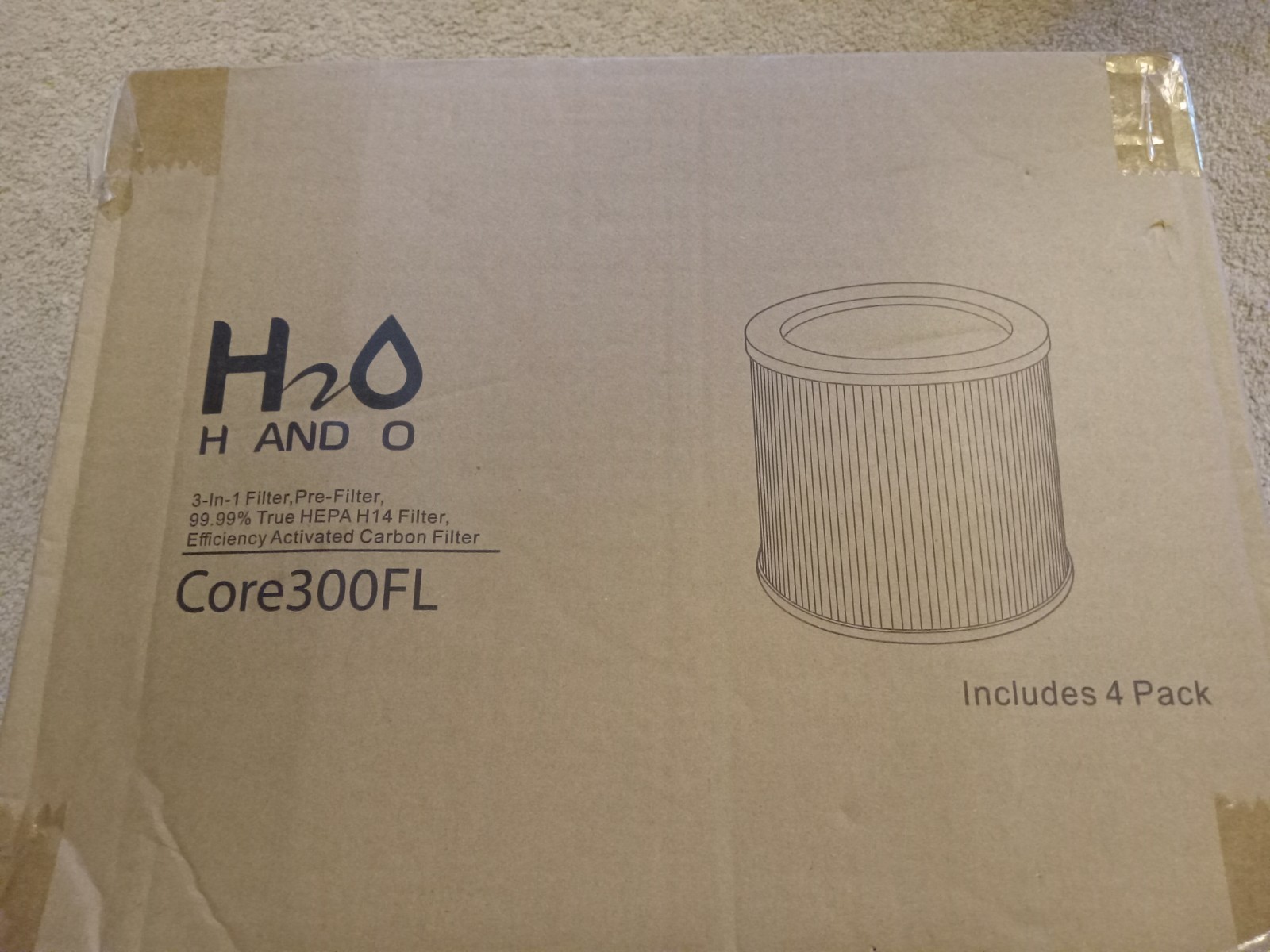 (4) Pack H And O 3 in 1 True Hepa Activated Carbon Filter Core 300FL--FREE SHIP!