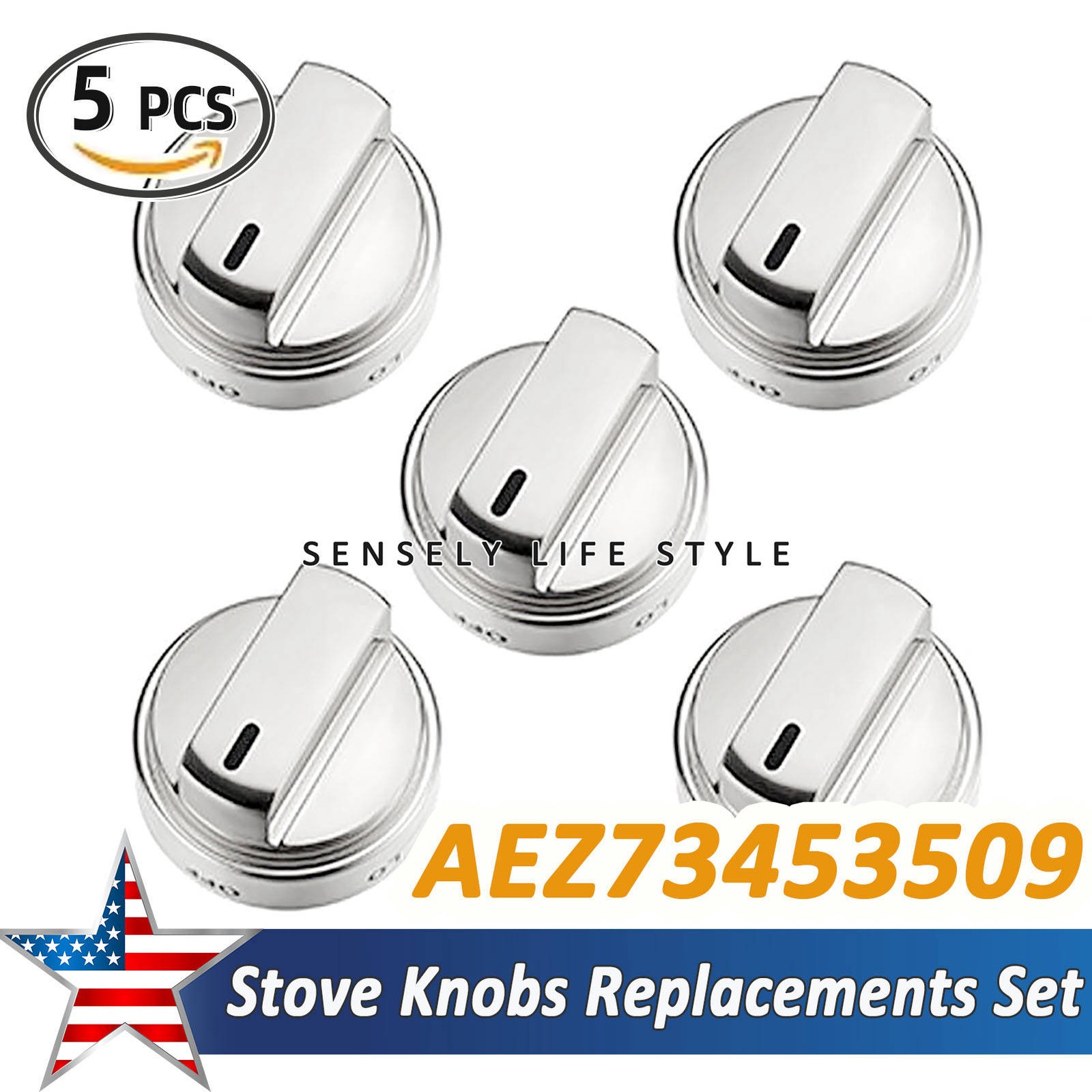 Replacements Fit for LG Gas Range Metal Stove Knob 5 PCS Stove Knobs AEZ73453509