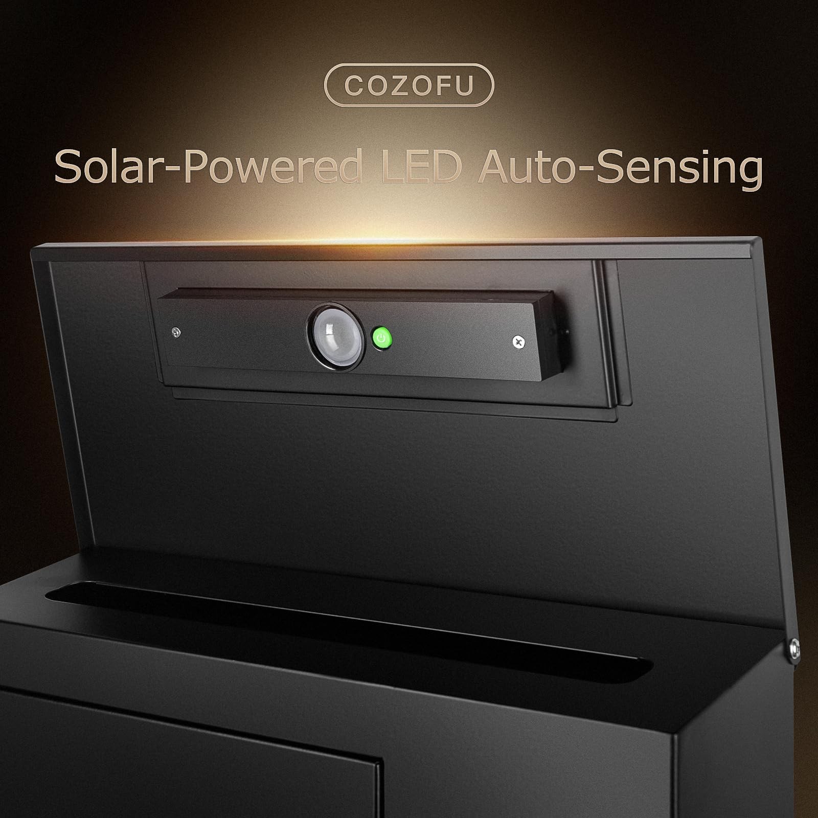 Solar Mailbox Wall-Mount Key Drop Box LED Lighting Lock Mail Box Brown