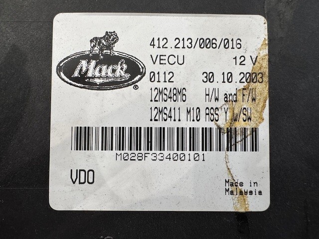 Mack OEM VECU Control Module CECU 12MS48M6 12MS411 12V