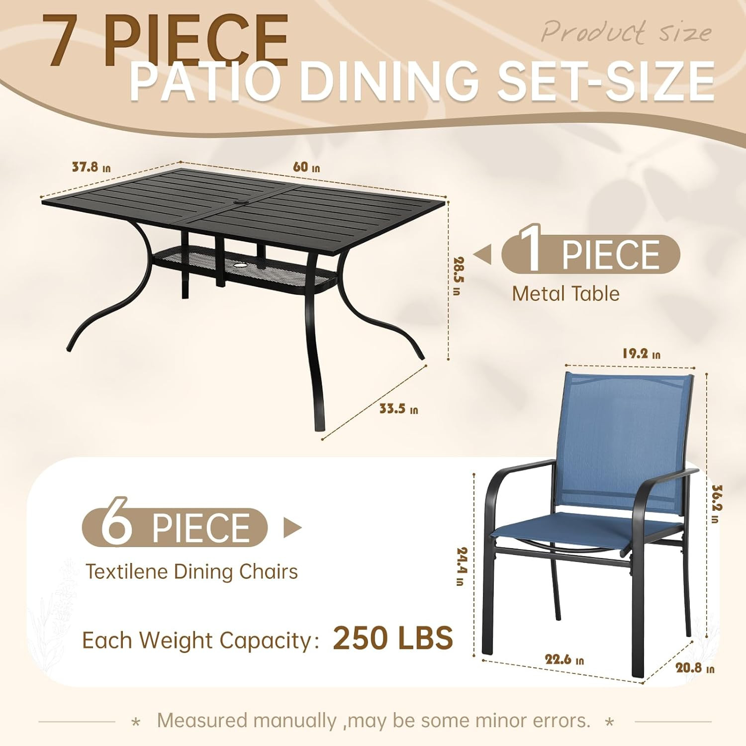 SUNCROWN 7 - Piece Outdoor Dining Set, Patio Furniture Set with 6 X Textilene Di