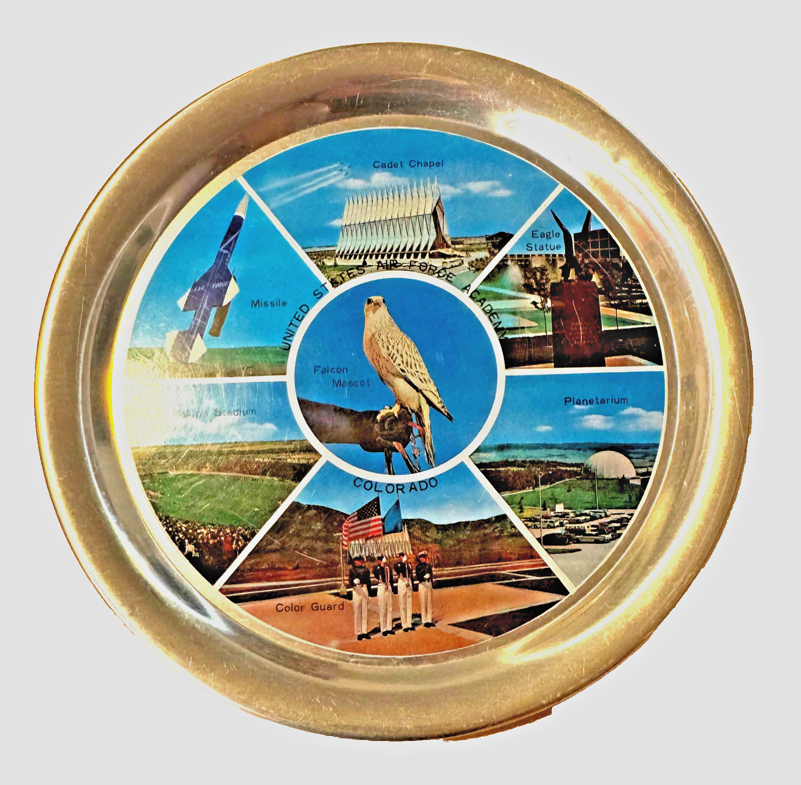USAF Air Force Academy Commemorative Souvenir 11" Aluminum round tray Colorado