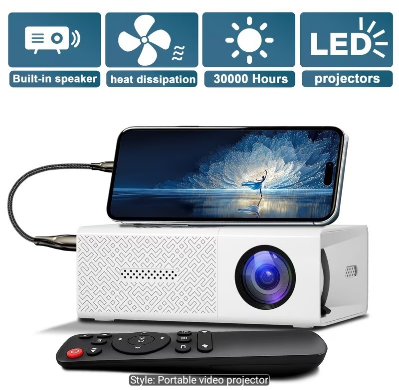 High-definition Mini Projector, "Wired Screen Mirroring For Mobile Phones".