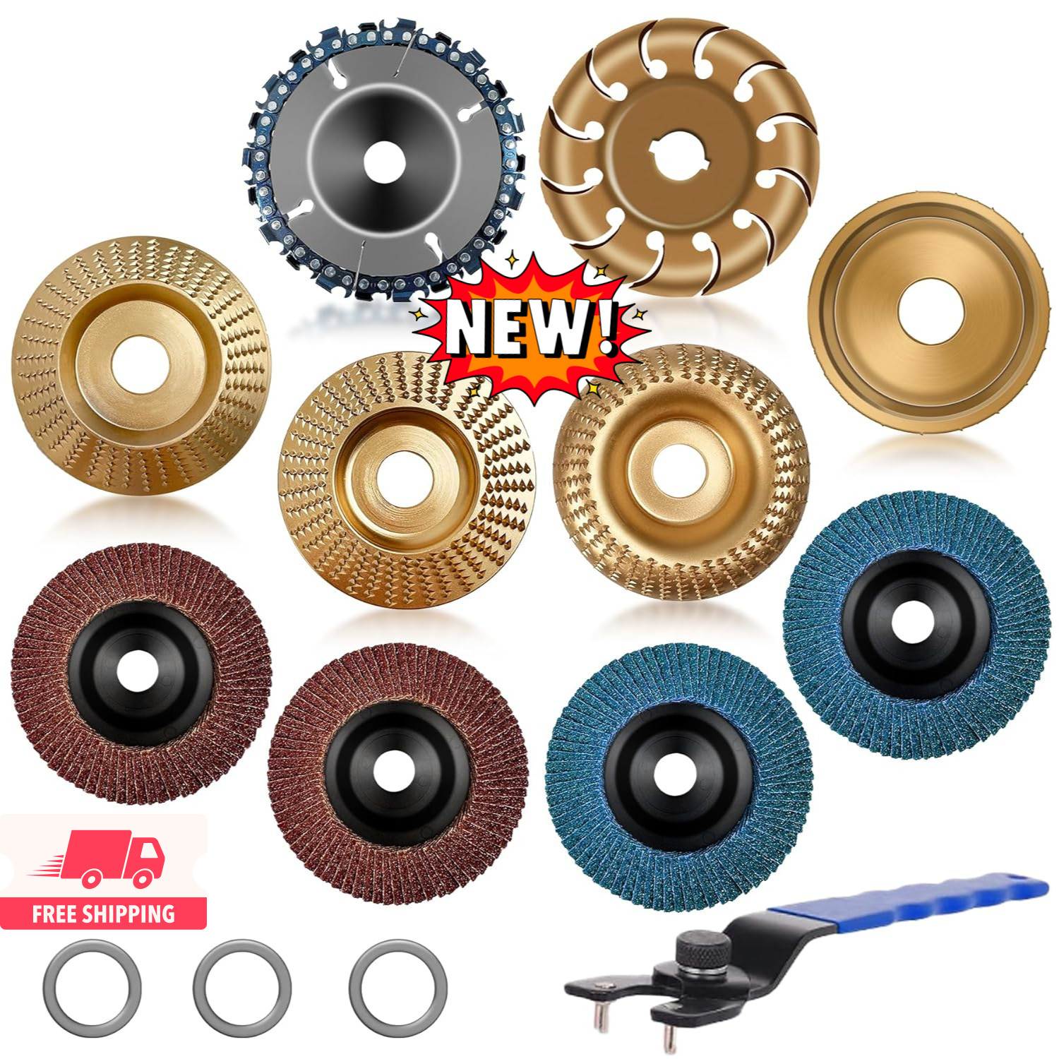 Juego de 11 discos para tallar madera para amoladora angular de 4" o 4 1/2", dis
