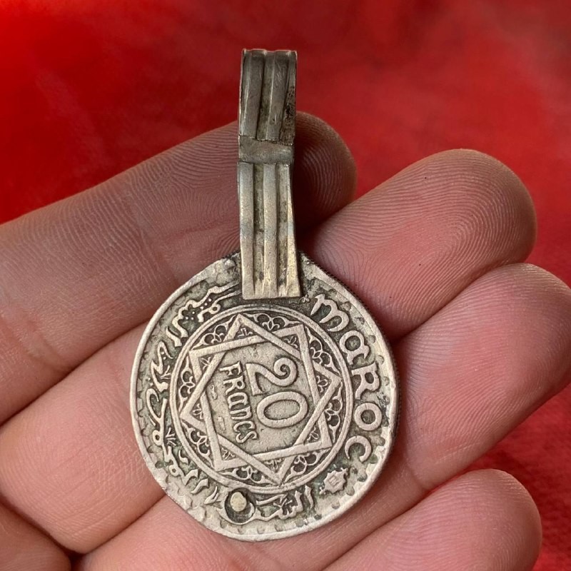 VERY RARE ANCIENT BRONZE MOROCCAN AMULET PENDANT COIN AUTHENTIC ARTIFACT
