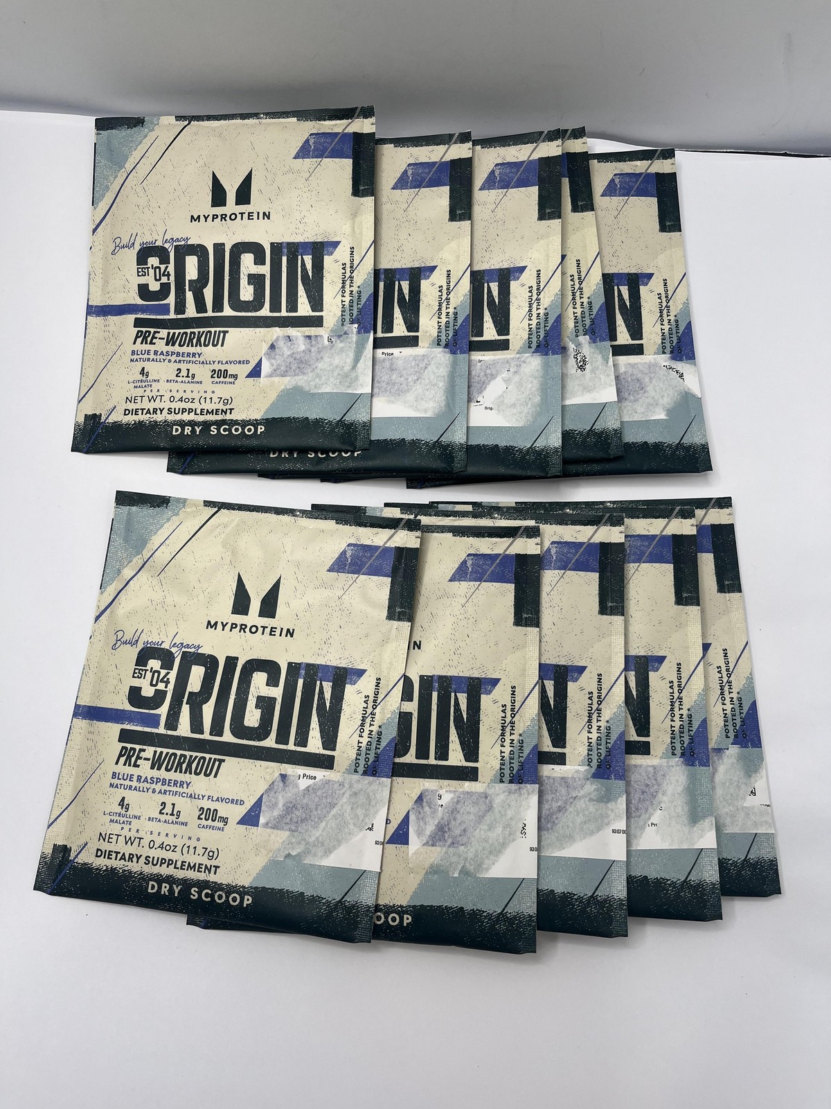 10pk Myprotein Origin Pre-Workout Sachets Blue Raspberry Dry Scoop Exp 08/26