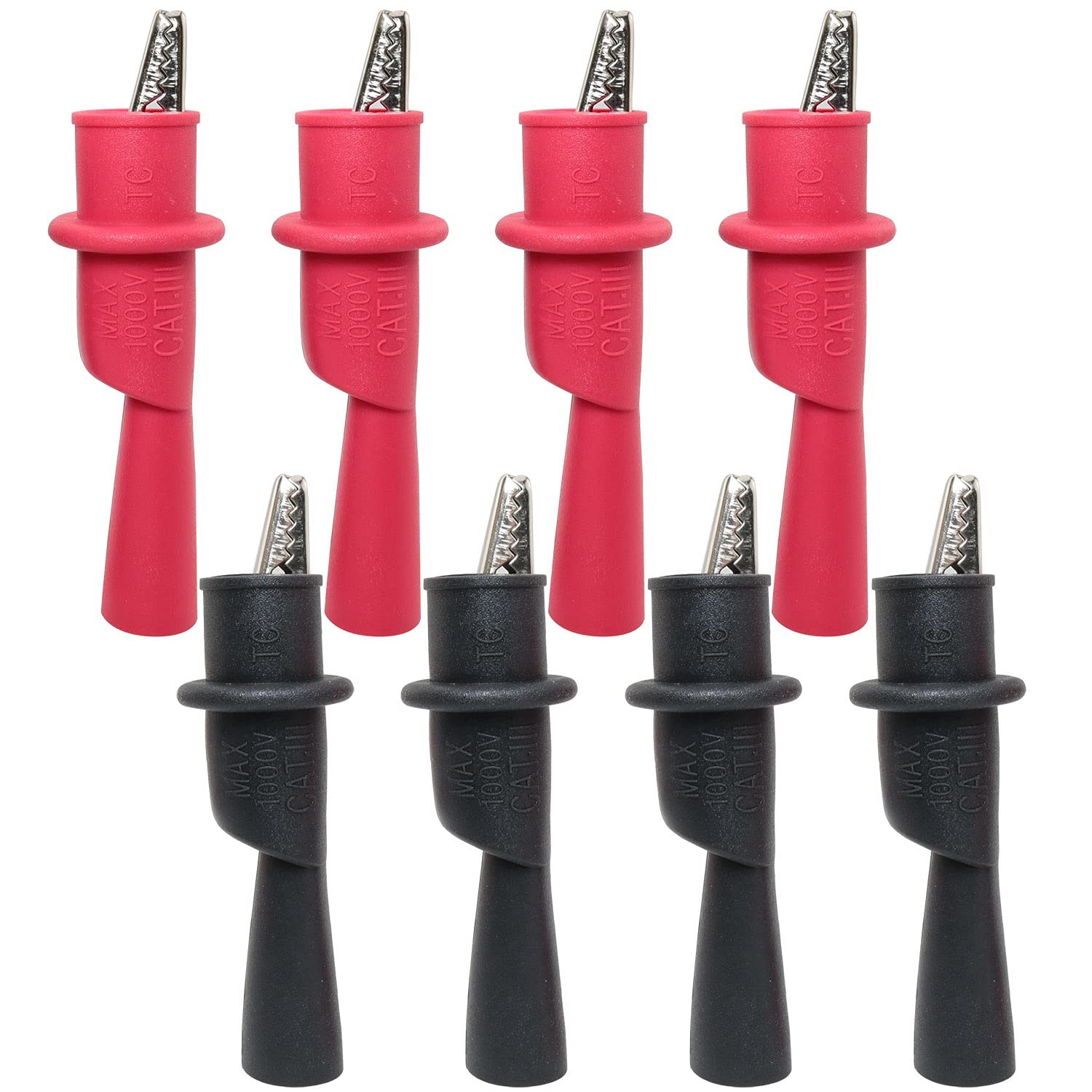 8PCS Multimeter Alligator Clips Set, Test Probe, 4 Red, 4 Black, MACTPPC-R-B-8