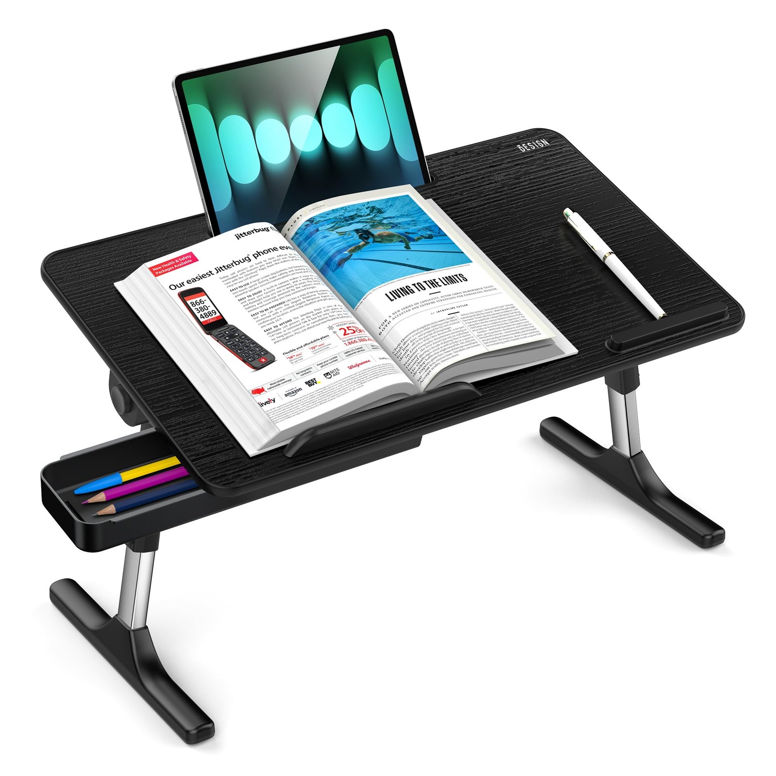 LT05 Adjustable Laptop Table, Lap Desk, Portable Standing Bed Desk, Foldable ...