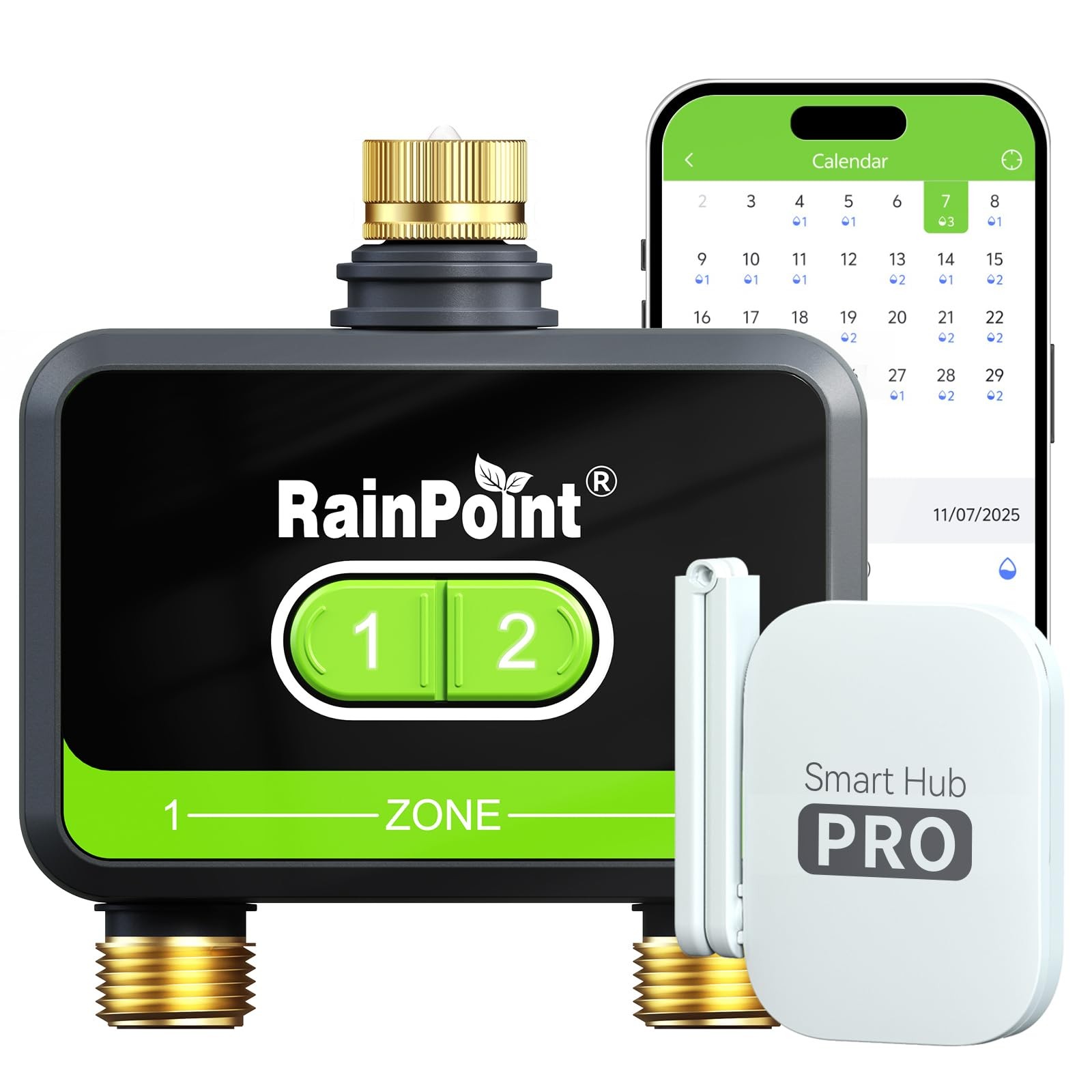 Wifi Water Timer For Garden Hose With Brass Inlet & Outlet, 2-zone Smart Hose