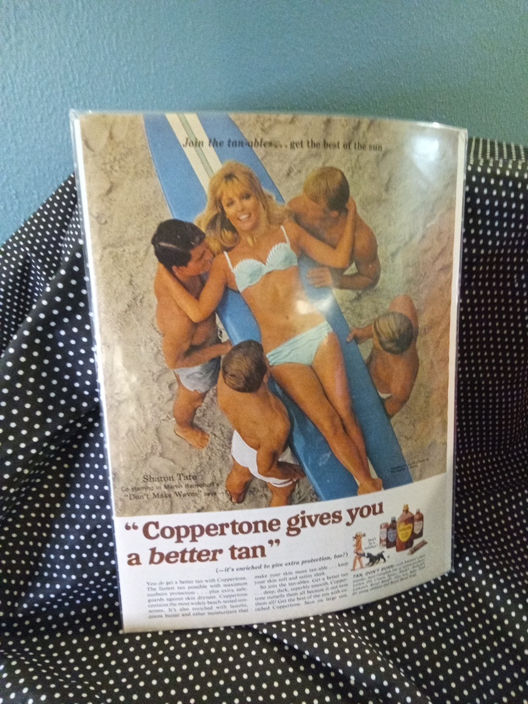 vintage advertising display Coppertone With Sharon Tate