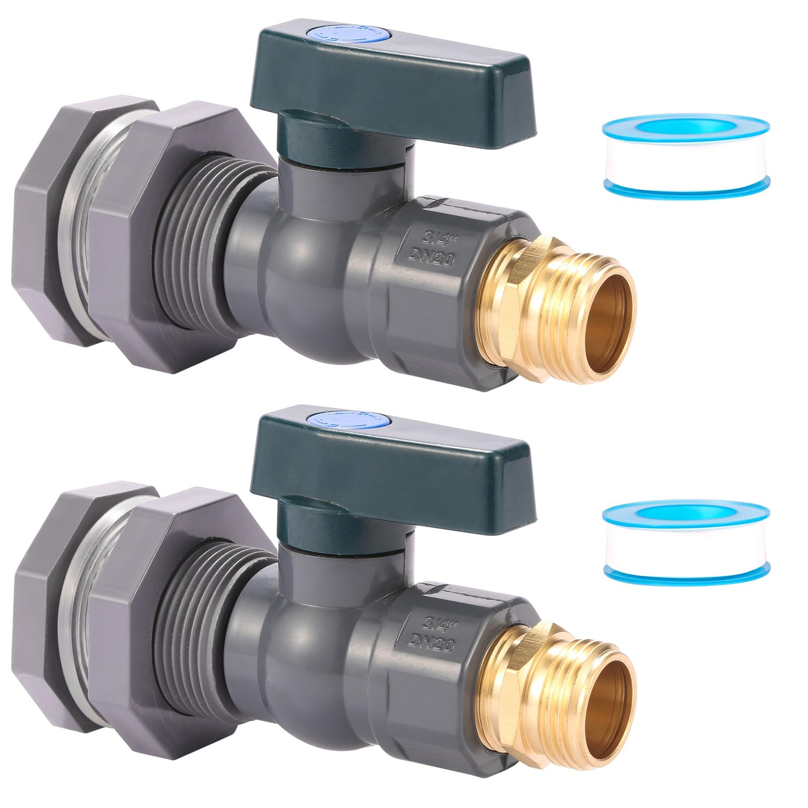 2 Set 3/4 Inch Rain Barrel Spigot Kit - BILAL Water PVC Garden 2-Set