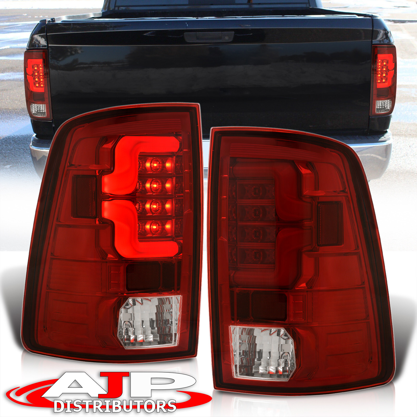 Red Lens LED Bar Tail Lights Brake Lamps For 2009-2018 Dodge Ram 1500 2500 3500