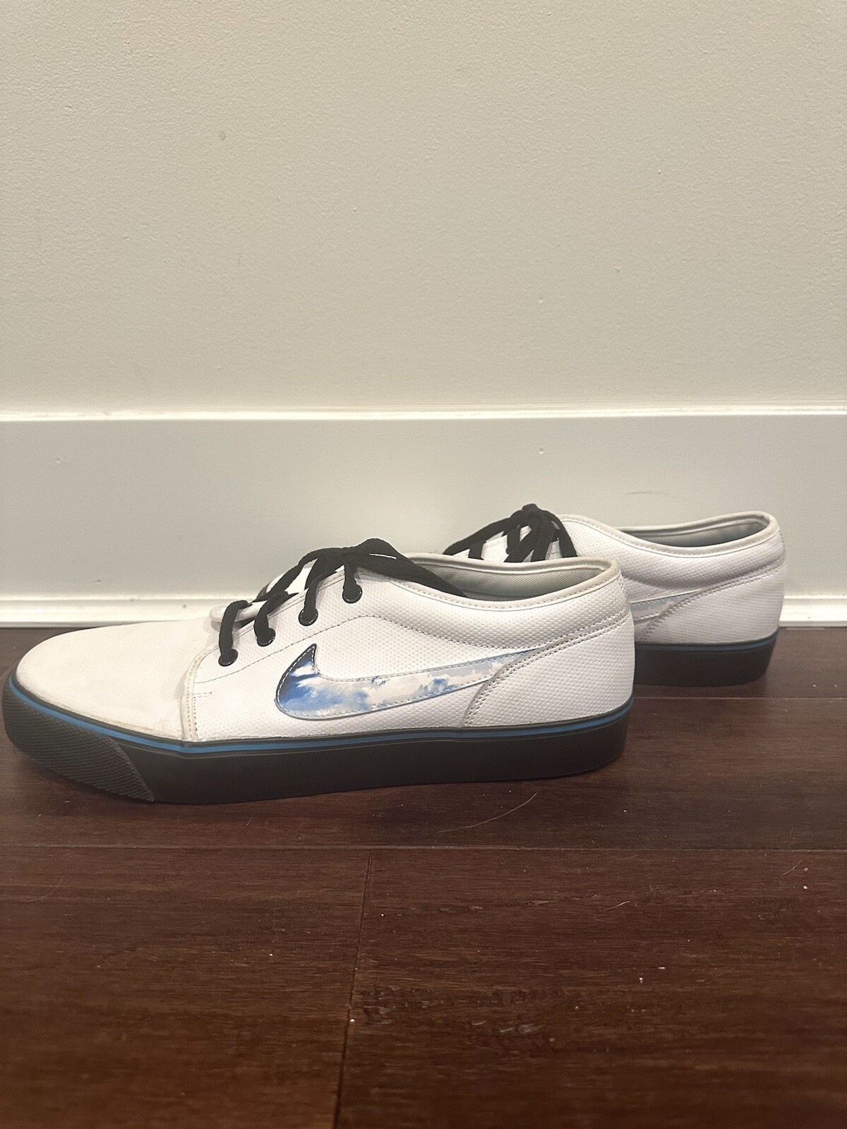 RARE Nike Mens N7 654454-100 White Leather Low Top Skate Casual Sneakers Sz 12