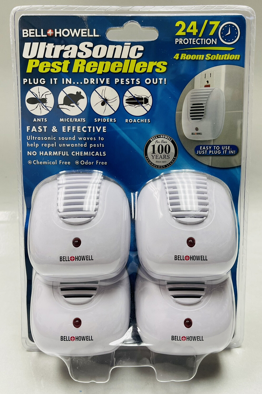 bell howell ultra sonic pest repeller plug in 4 room scuffed box