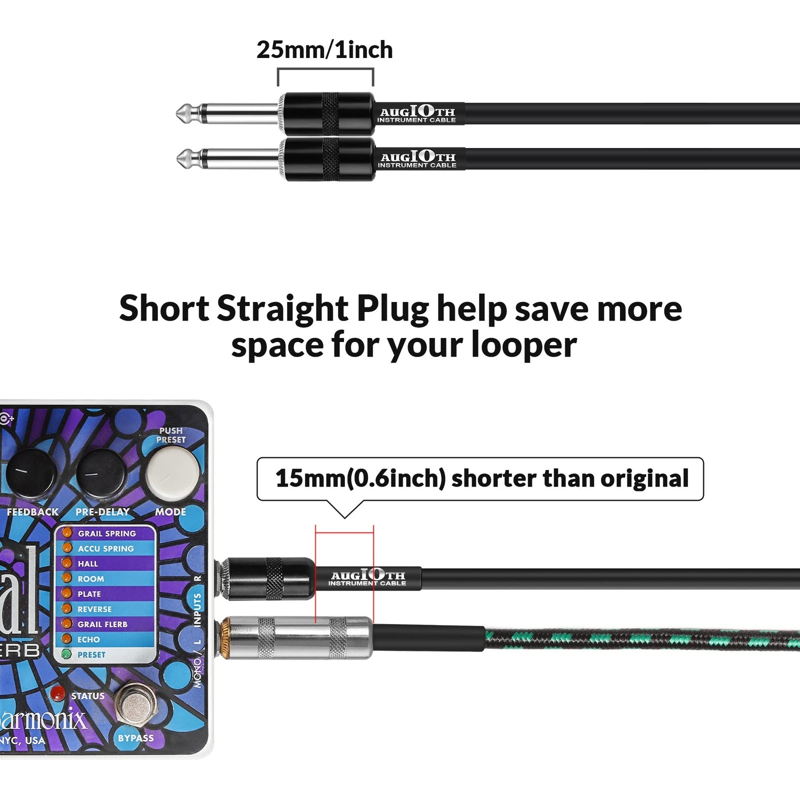 6 Inch Guitar Patch Cable 15 CM Performance Guitar Effect Pedal Cables Straig...