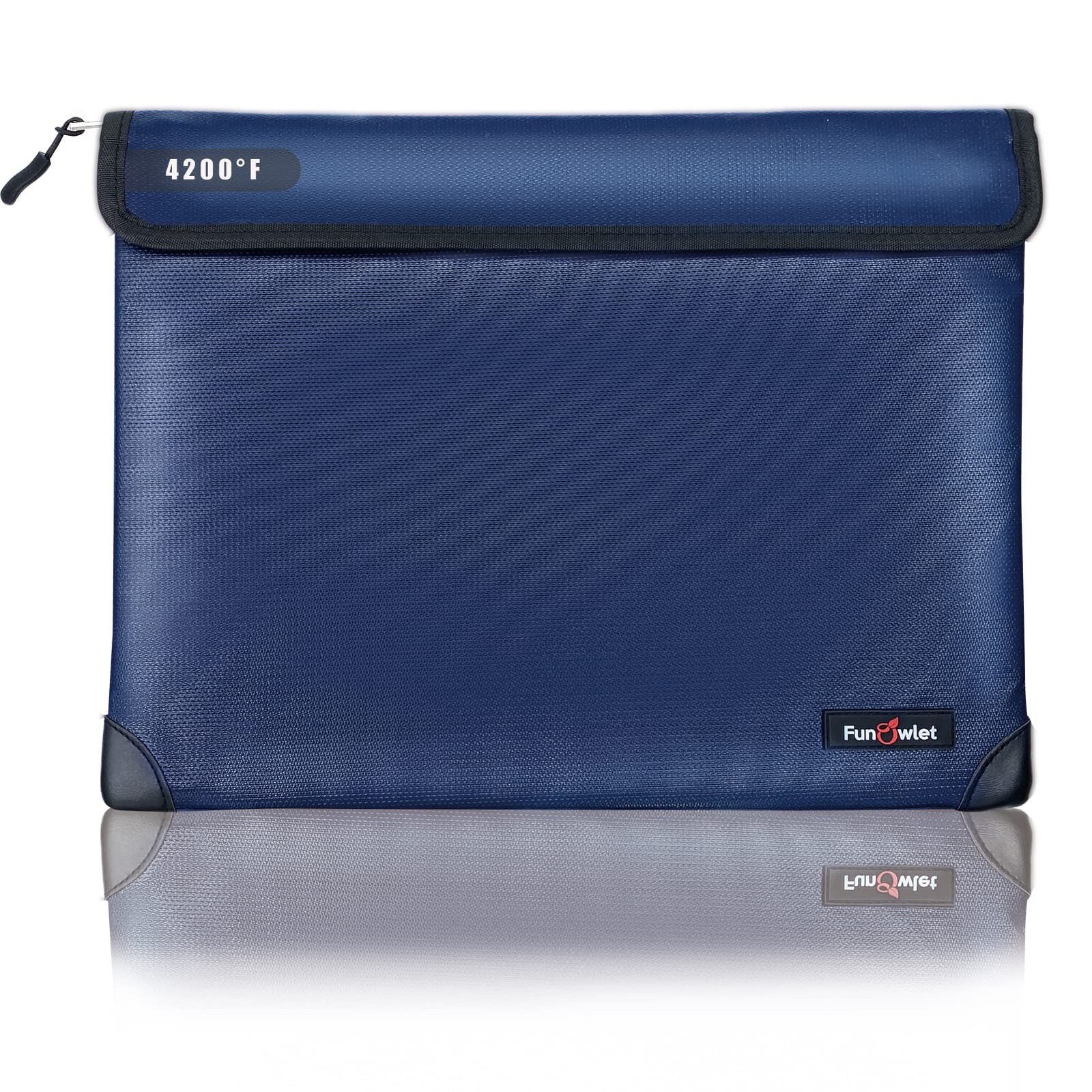 Fireproof Waterproof Money Document Bag, 13.9"x10.6", Blue