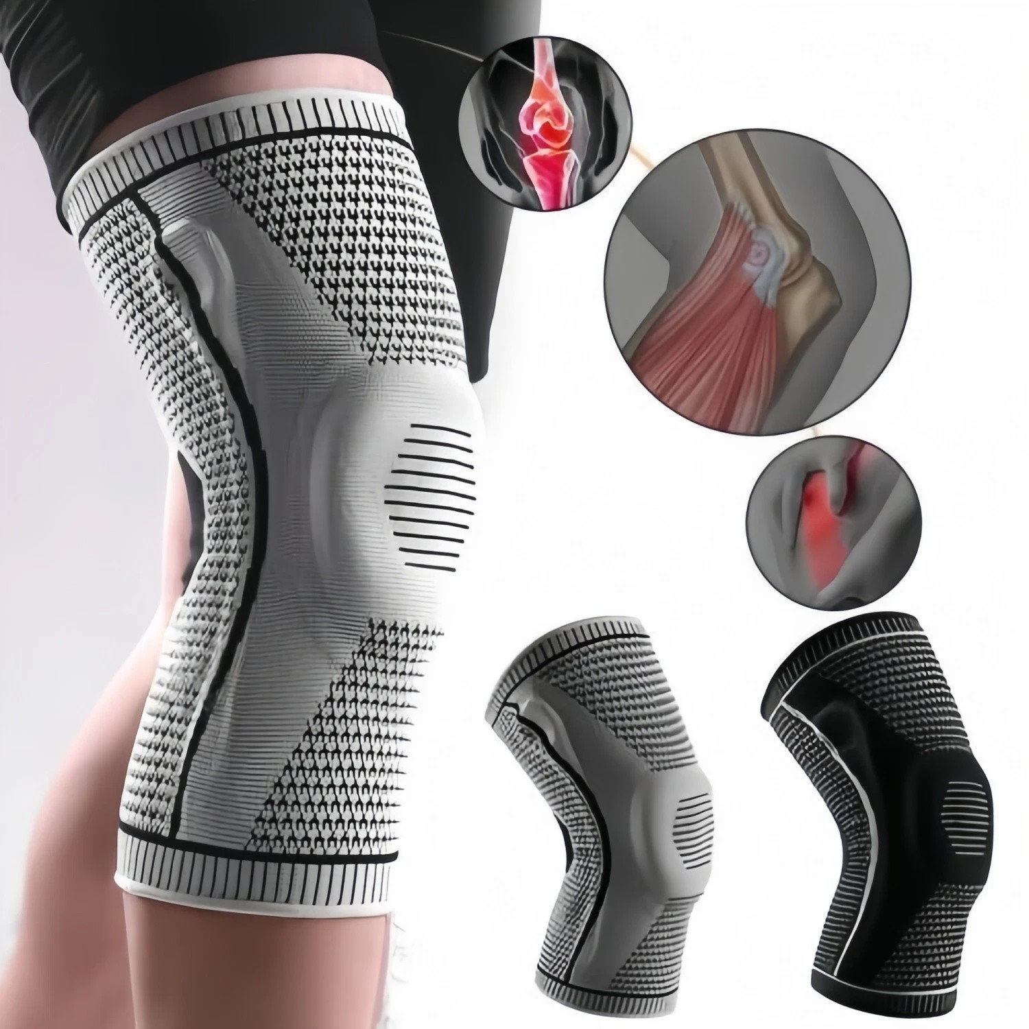 NEW Compression Knee Sleeve Support Brace Joint Pain Arthritis Relief Sport