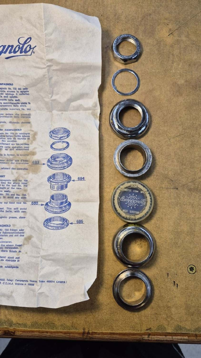 NOS, Vintage Campagnolo  1" Headset, Serie Sterzo, Record Strada, Chrome  plated