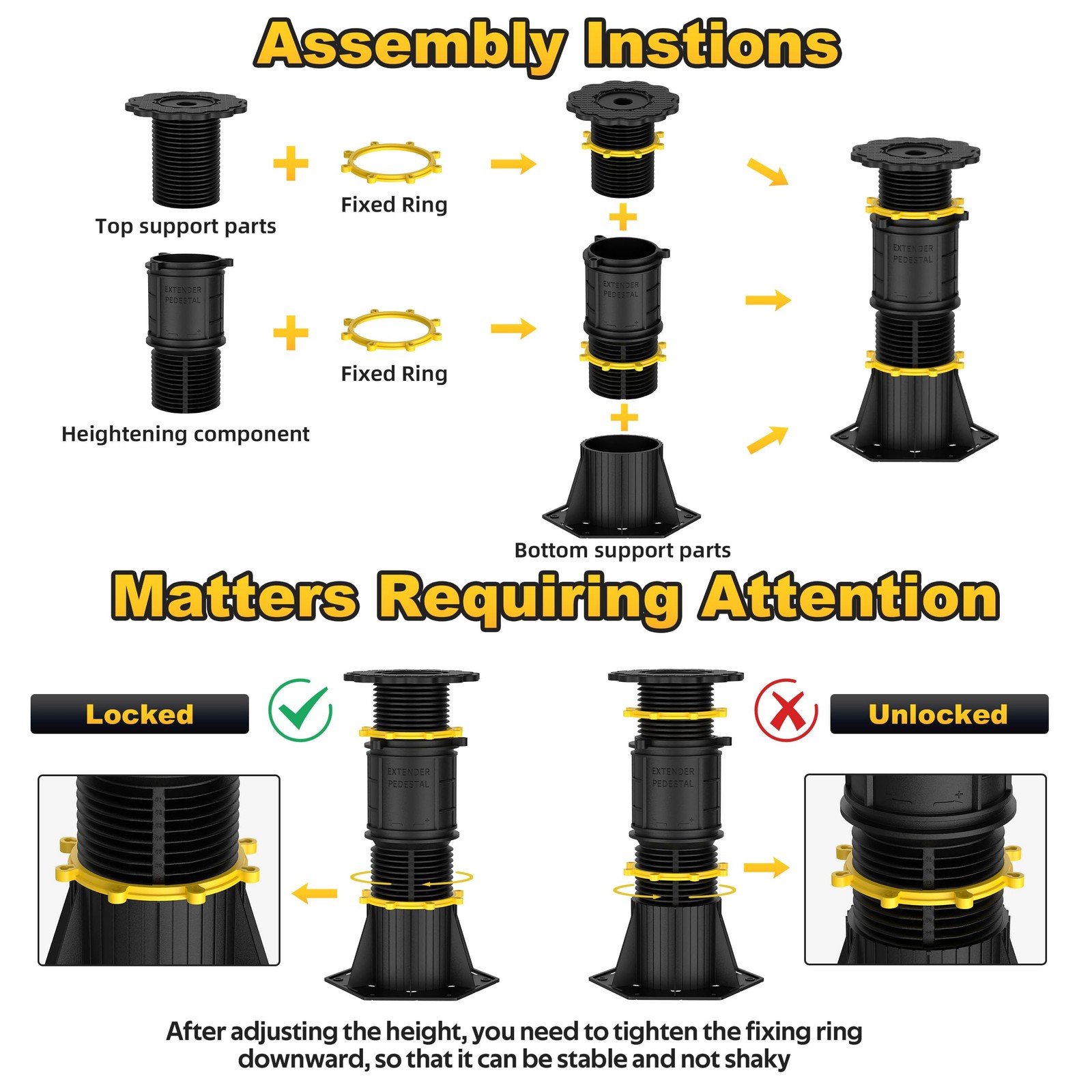 4 Pcs Adjustable Height Bed Support Legs 8.5-13 inch, Bed Frame Center Suppor...