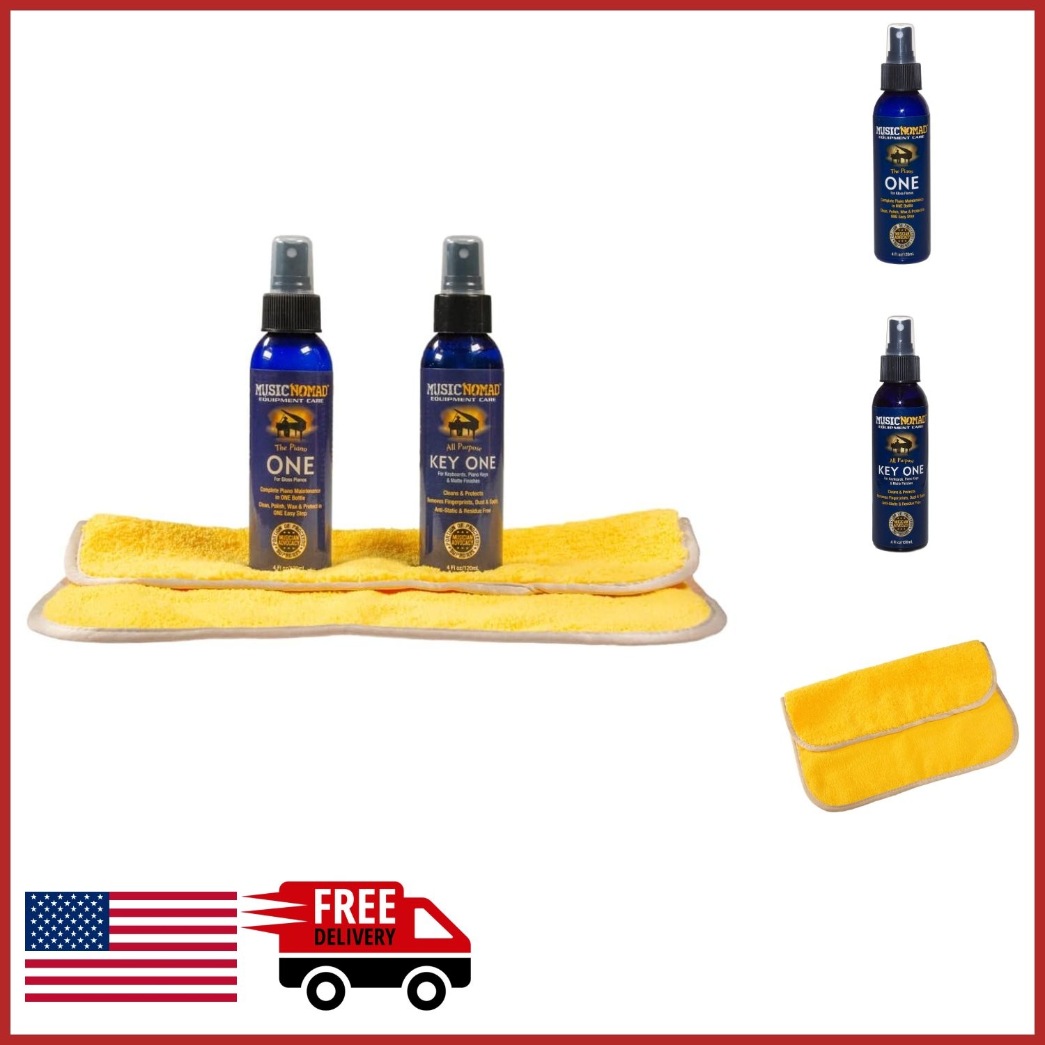 Piano Care Kit 3 Piece Set Cleaner Polish Microfiber Cloth for Gloss Pianos