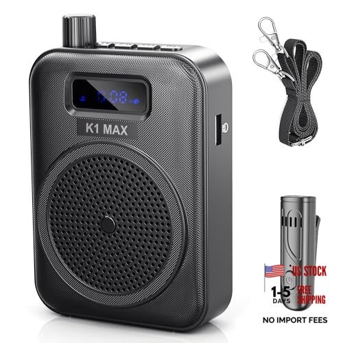 Voice Amplifier Wireless Microphone with Bluetooth Lavalier, Carbon Black