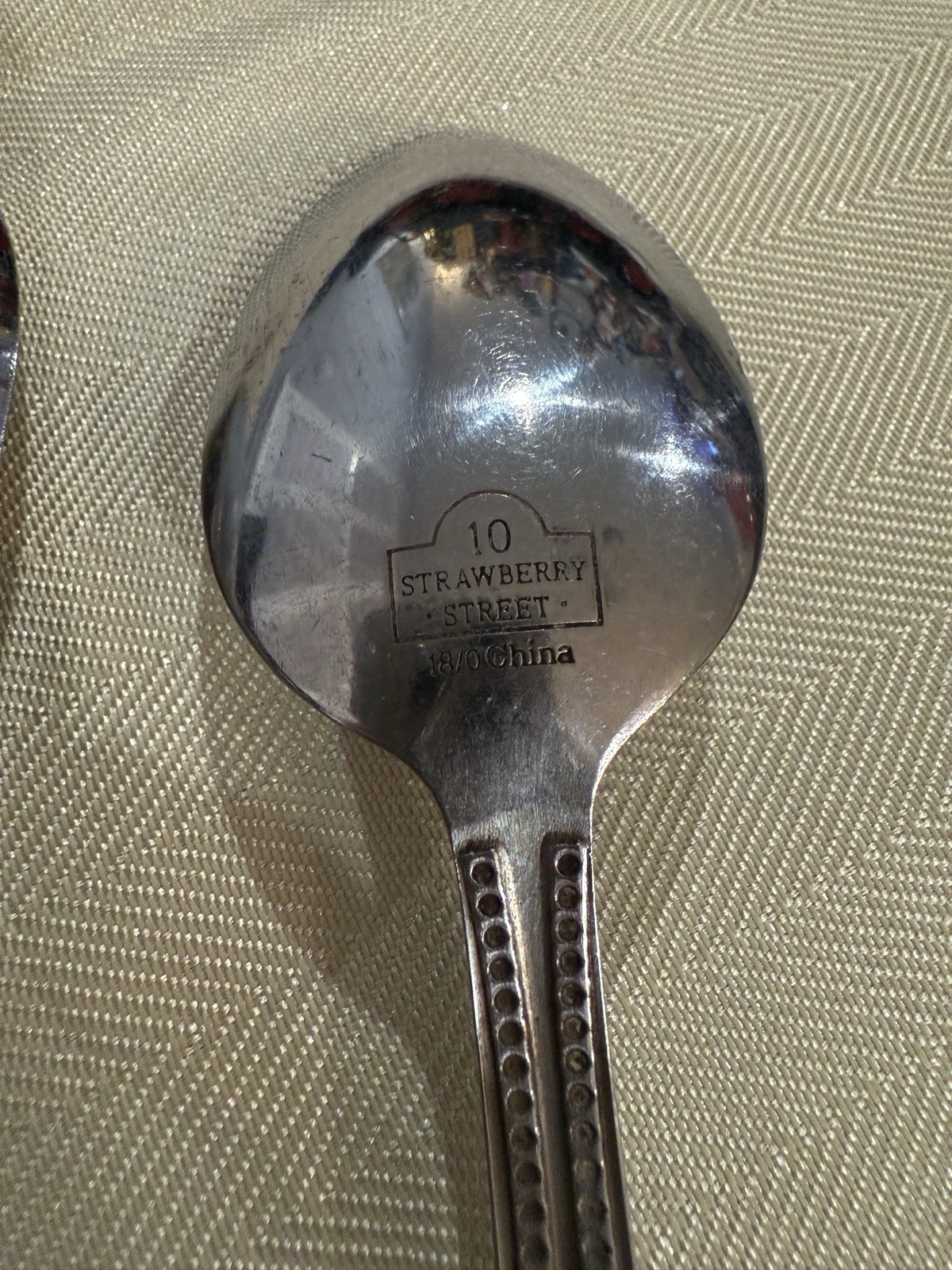 10 Strawberry Street Flatware Table Spoon Beaded Edge-Stainless Steel (Set of 4)