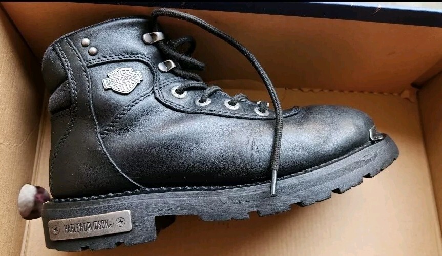 Harley Davidson D87065 Black Motorcycle Leather Boots Womens Sz.  7 -1/2