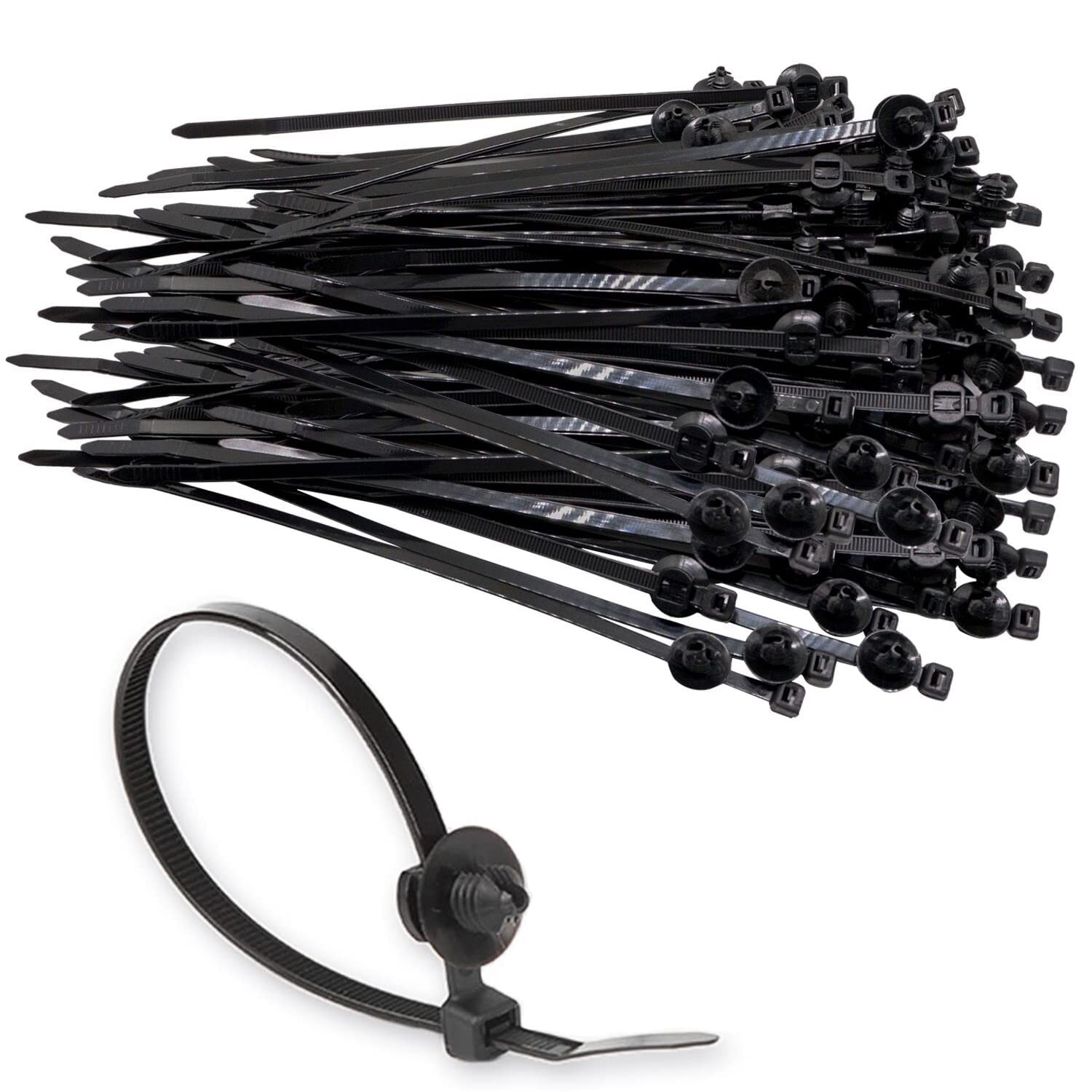 BENLIUDH Fir Tree Nylon Push Mount Cable Zip Ties 8 Inch, 8inch-20pcs, Black
