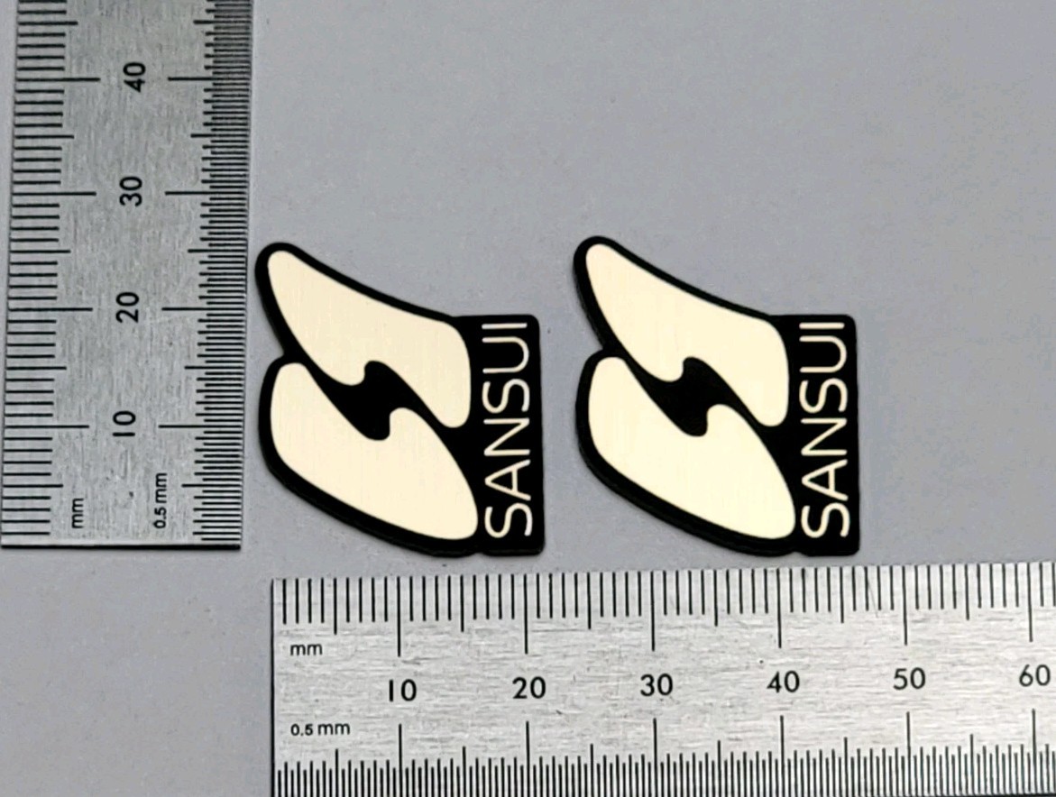 Sansui CS Speaker Badge Logo Emblem Premium Gold Pair With Self Stick Adhesive