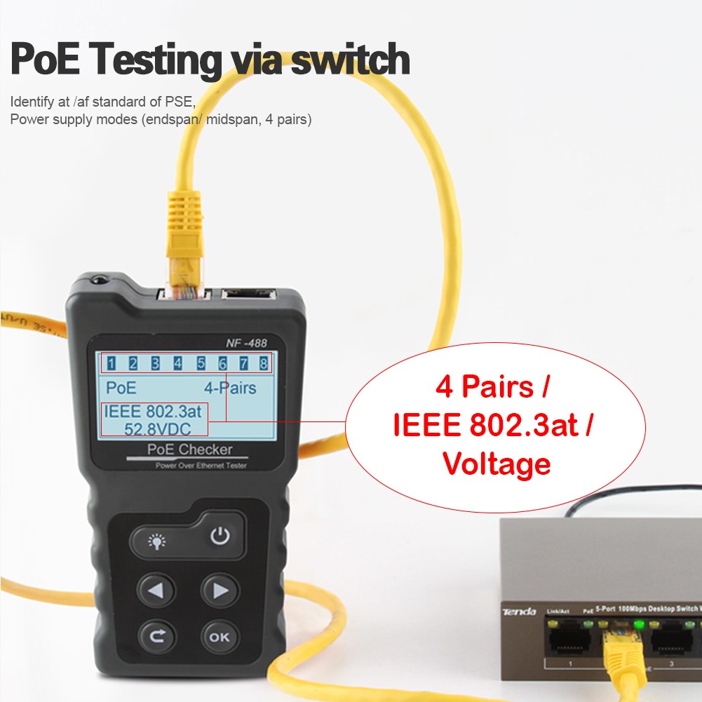 PoE Tester Inline Tester Power Over Ethernet Voltage Current Test NF-488 USA