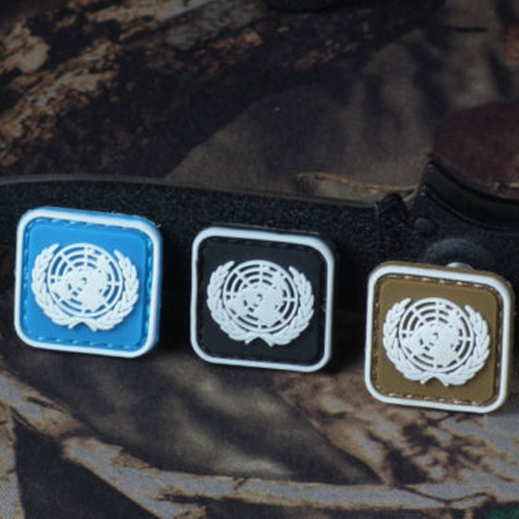 3 PCS MINI 3D PVC UN FLAG UNITED NATIONS TACTICAL RUBBER HOOK LOOP PATCH GLOW