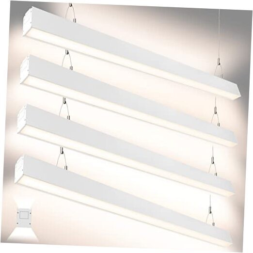 4FT Linkable LED Linear Light, 35W Down 15W Up Light, 3/4/5000K 4 Pack White