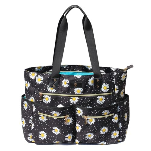 Weekender Bag Carry On Bag Overnight Tote Travel Duffle with 13 Black flower