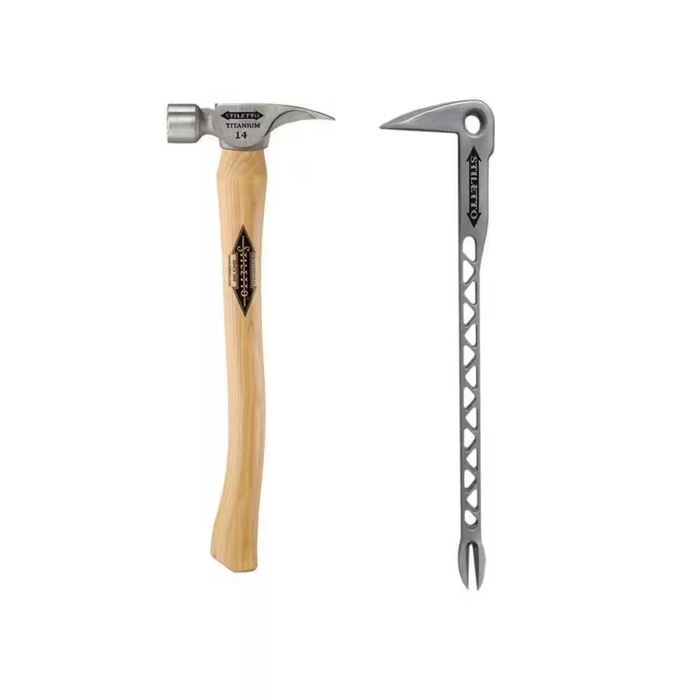 14 Oz. Titanium Smooth Face Hammer with 18 In. Curved Hickory Handle W/12 In. Ti