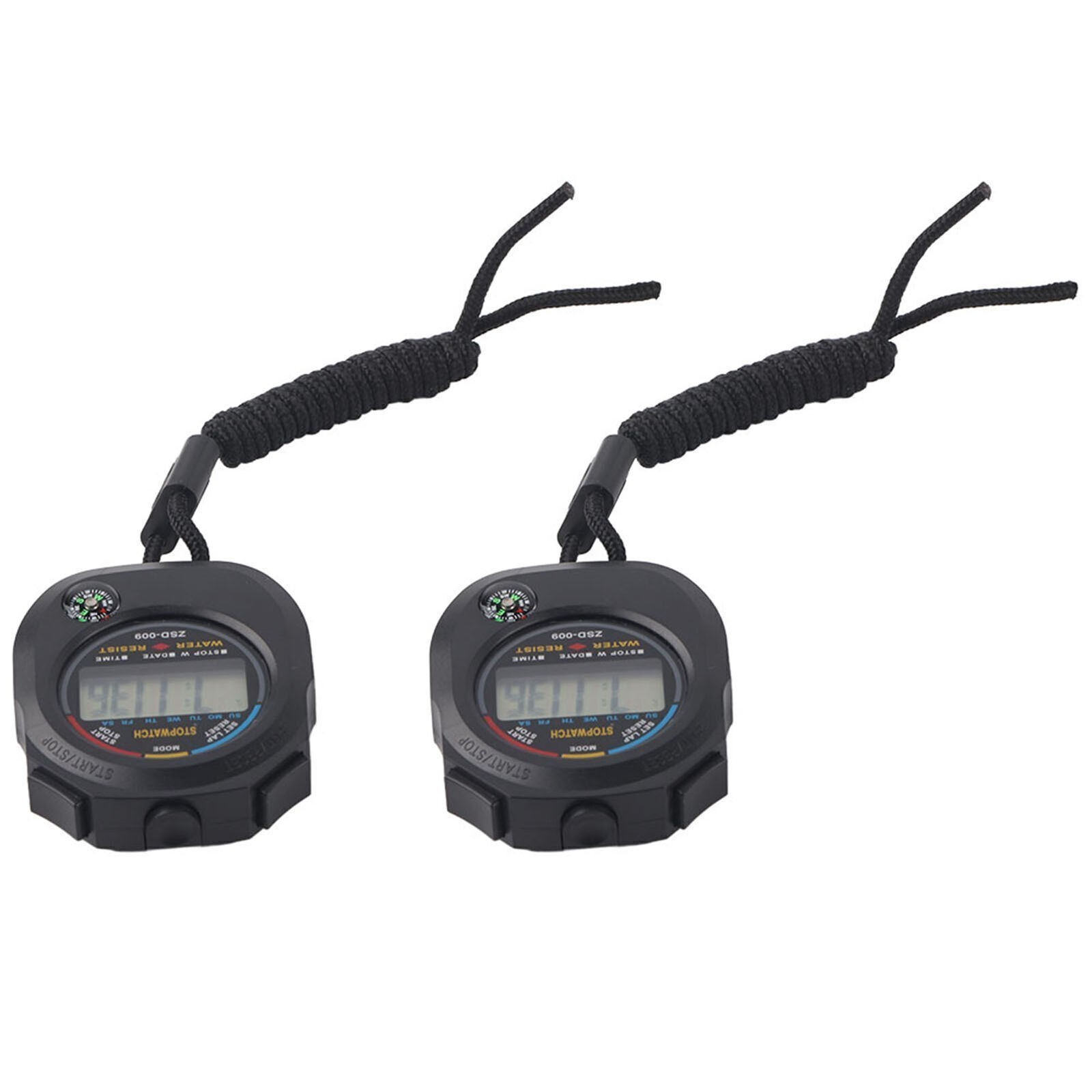 2 PCS Multifunctional Handheld Digital LCD Stopwatch Timer for Sports/Running