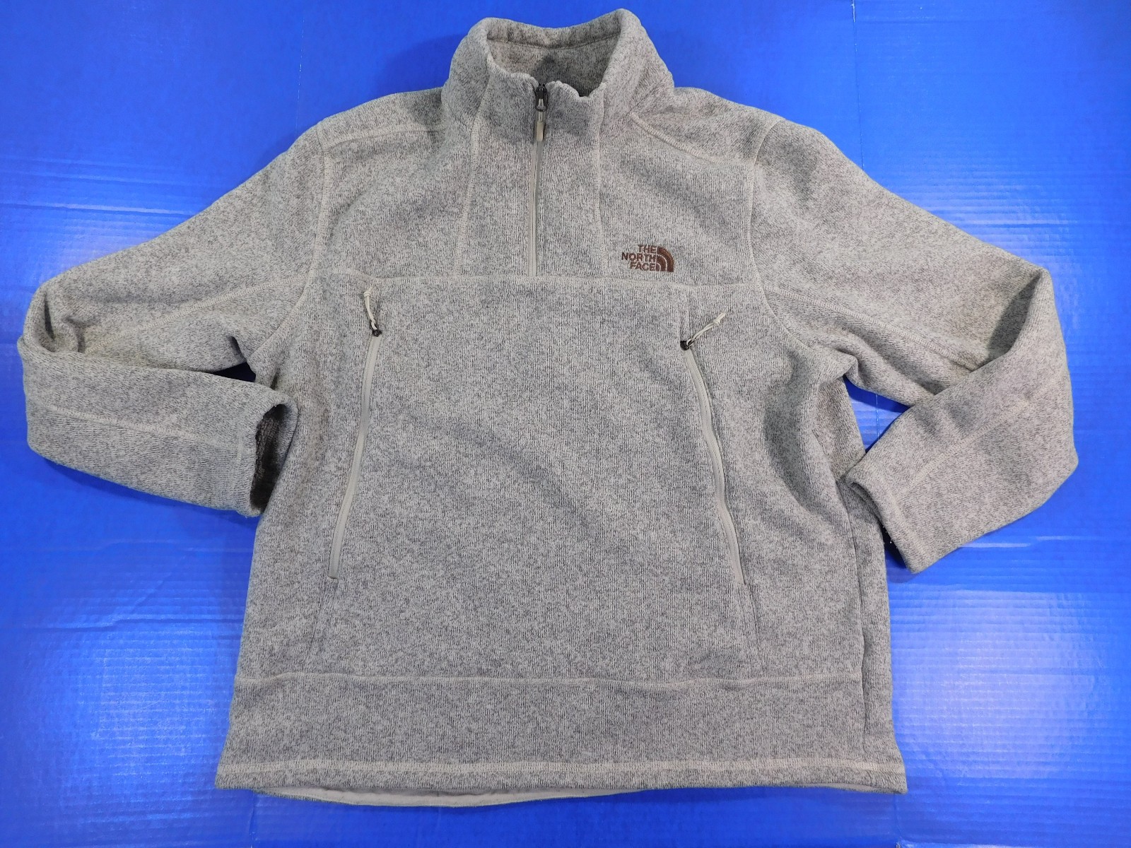North Face Gray Pullover Fleece Men's size  2XL Thick 1/4 Zip Thick Warm