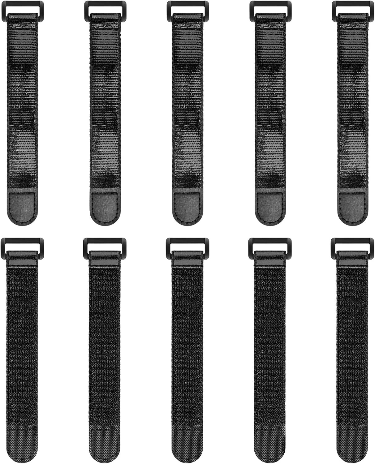 Versatile 10 Pack 6'' x 1'' Elastic Hook and Loop Straps with Anti-Slip Design
