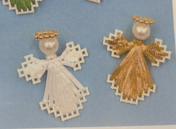 Vtg Rare Mary Maxim WHITE/GOLD ANGELS Needlepoint Pattern #5421