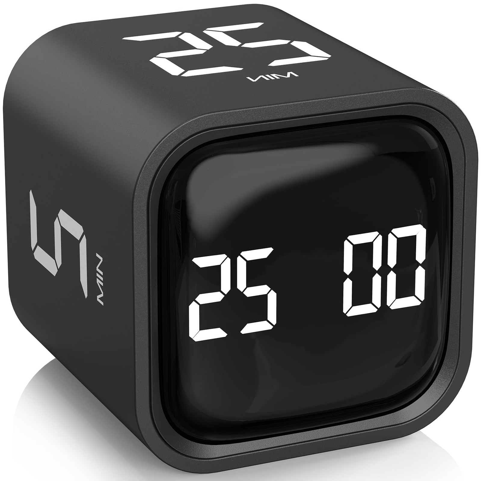 Rotating Pomodoro Timer 5, 25, 10 50 Minutes Preset, Desk Productivity Black