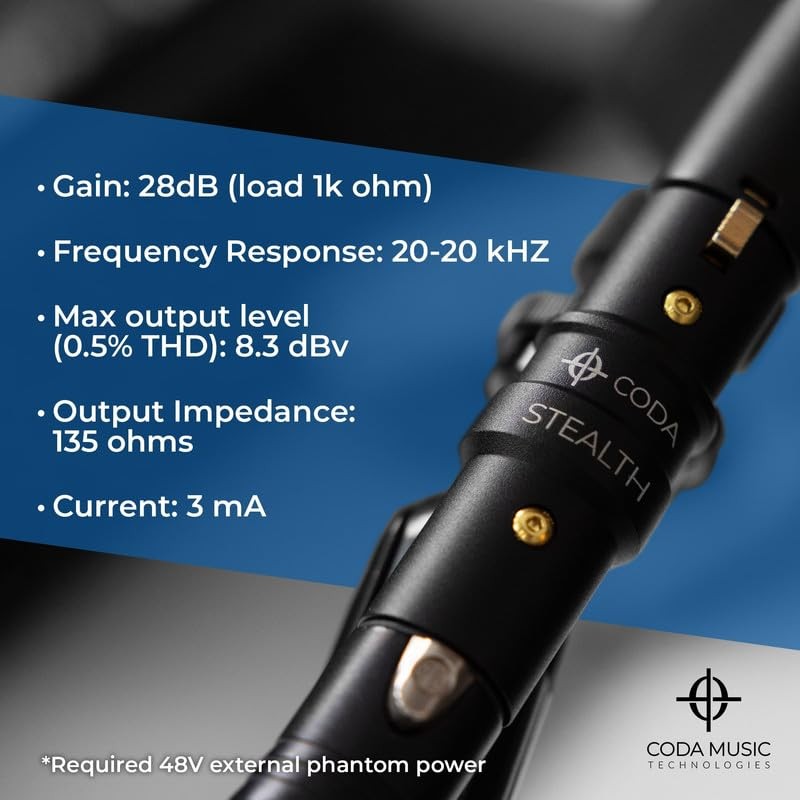 InLine Microphone Preamp with 48V Phantom Power, 28dB Gain Boost for Mics