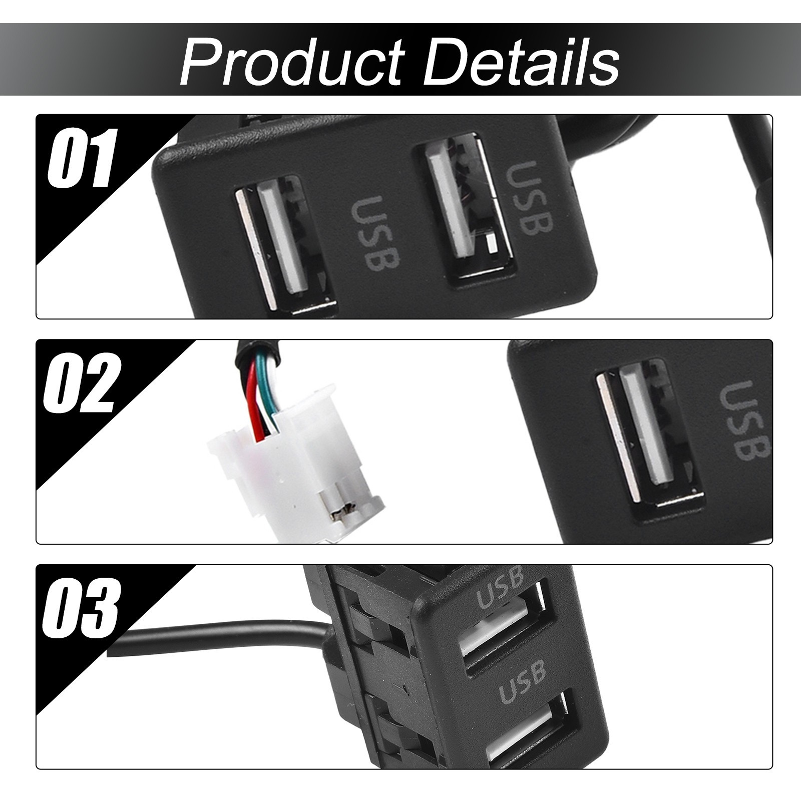 Reliable Performance Car Dual USB Port Panel Interface Extension Cable