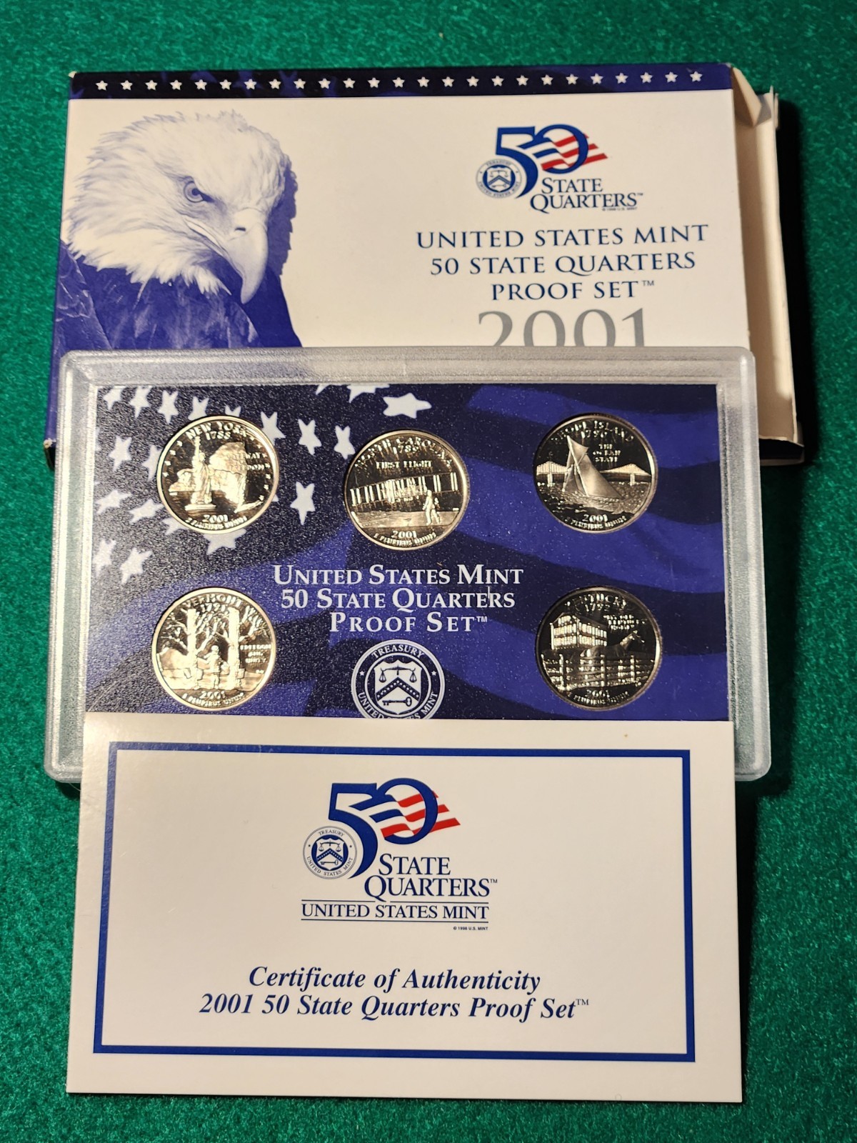 2001-S US 50 State Quarter Proof Set (NY, NC, RI, VT, KY) in original package