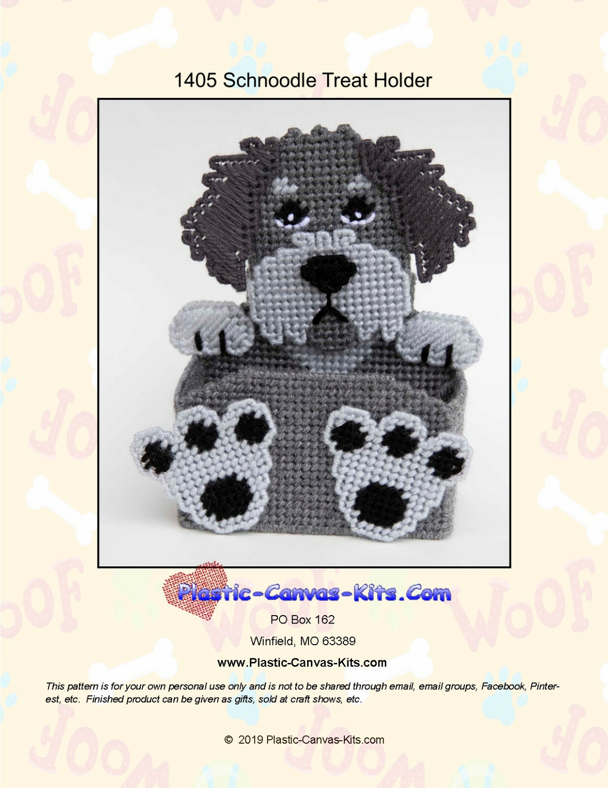 Schnoodle Dog Treat Holder- Plastic Canvas Pattern or Kit