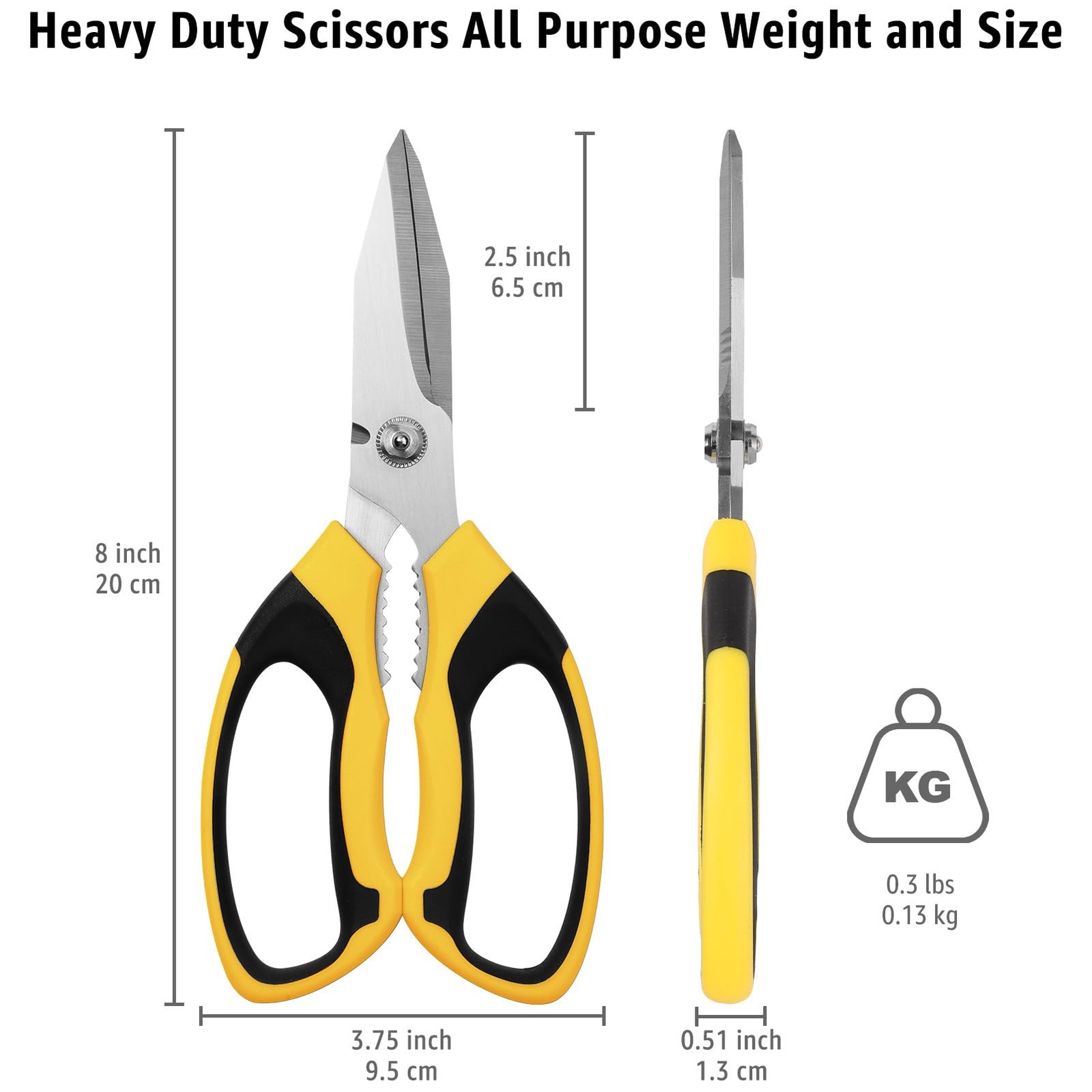 Utility Scissors All Purpose heavy duty 8-Inch Yellow