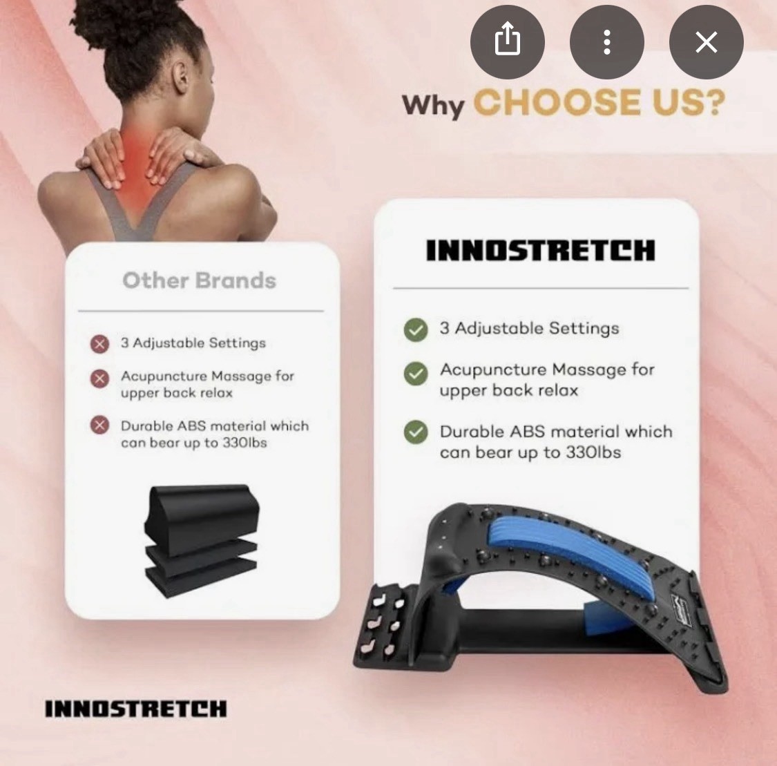 INNOSTRETCH Neck Stretcher Orthopedic Adjustable Acupoint Massage Device